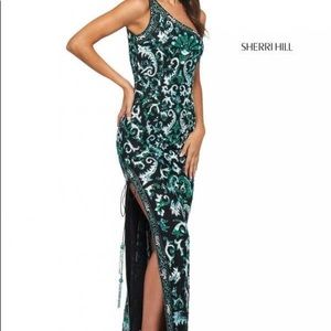 Sherri Hill Prom Style 53898 Black/Blue/Aqua Sz 10